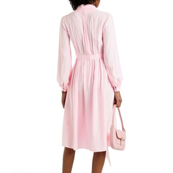 ADAM LIPPES - Pleated Draped Silk-Crepe Midi Dress in Baby Pink - Est Size XS, 0 - Picture 3 of 17